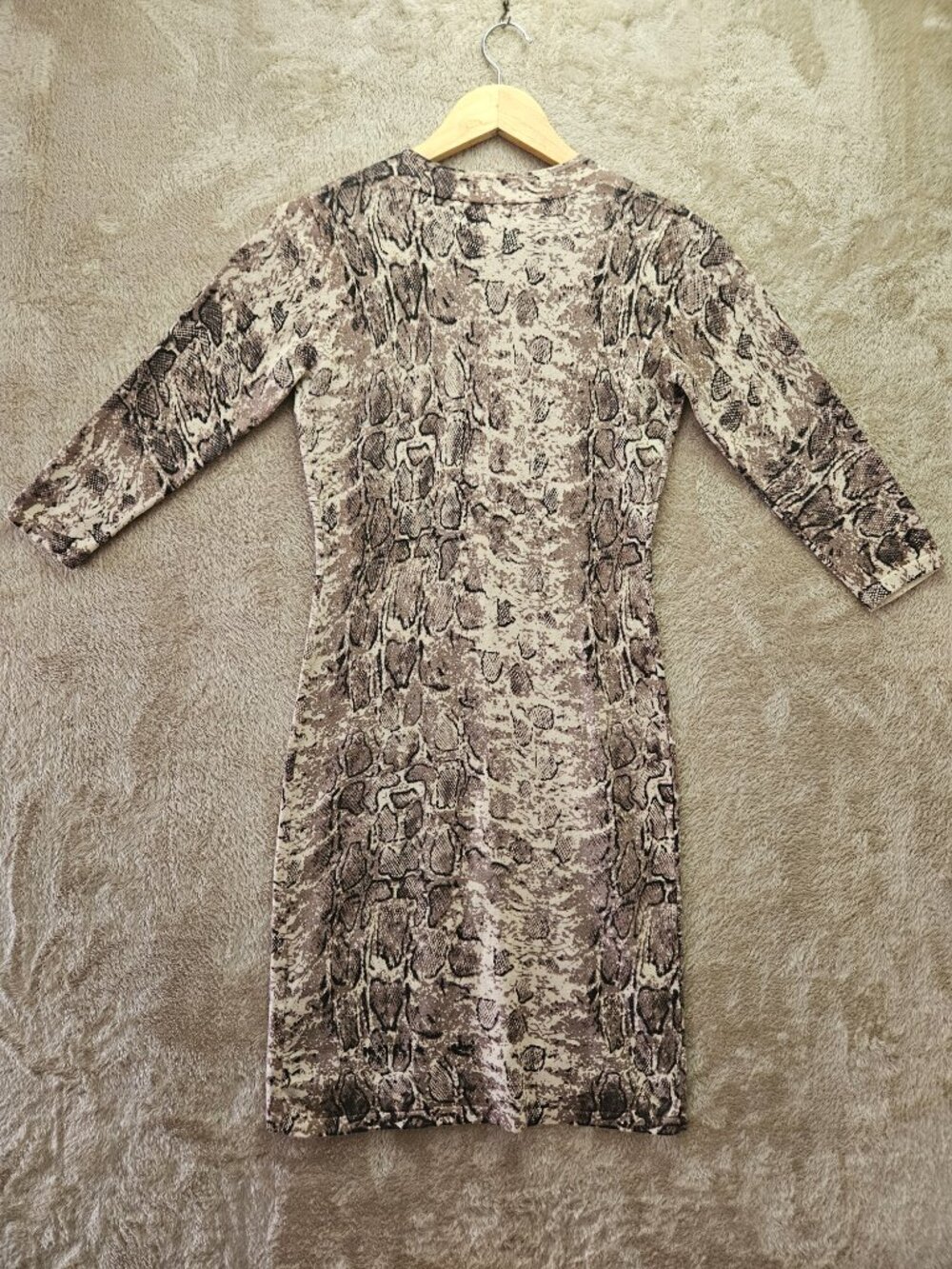 LOFT Dress Snakeskin-Inspired Print Animal Ivory Python Women's Size S - Picture 2 of 8